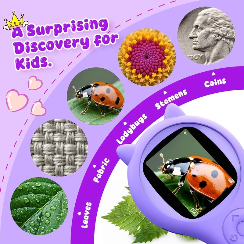 Ashfly Microscope for Kids - Mini Pocket Handheld Microscope for Toddlers-STEM Educational Science Kit Toys for Christmas Birthday Gifts Toys for 5 6 7 8 9 10 11 12 Year Old Girls（Purple） - Image 5